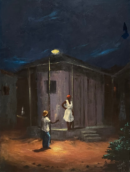 Etzer Charles (1945-2021) 36"x24" Romantic Night 1976  Oil on Canvas #4-2-95GSN-NY