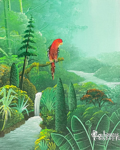 Albott Bonhomme 10"x" Single Red Bird Over River 2024 Acrylic on Canvas Painting #52MFN