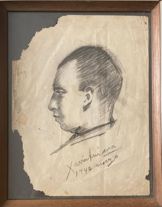 Xavier Amiama (1910-1969) 10,25"x8" SANS TITRE 1947 Crayon et encre sur papier Dessin encadré #21-3-96MFN