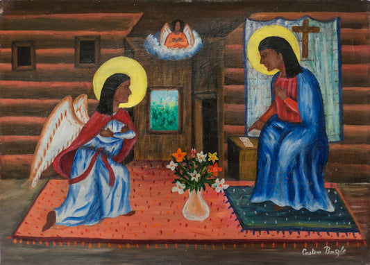 Castera Bazile (1923-1966) 19"x27" The Annunciation" c1946 Oil on Masonite #5-3-96GSN-HA - Fondation Marie & Georges S. Nader-Published