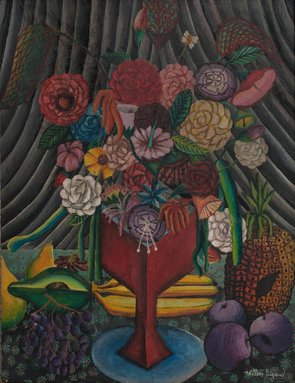 Wilson Bigaud (Haitian, 1931-2010) 20.5"x16" Fruits & Flowers Oil on Carton Unframed Painting #22-9-49GSN-Fondation Marie & Georges S. Nader