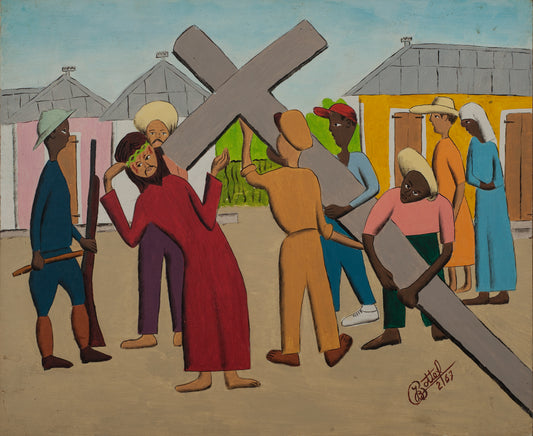 Jean-Baptiste Bottex (1918-1979) 10"x12" Holding The Cross 1967 Oil on Board Painting #4-3-96GSN-Fondation Marie & Georges S. Nader