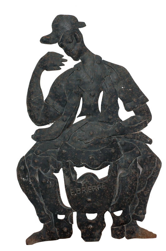 Edgard Brierre 16"x25" The Male Drummer Metal Sculpture #1GSN-Fondation Marie & Georges S. Nader