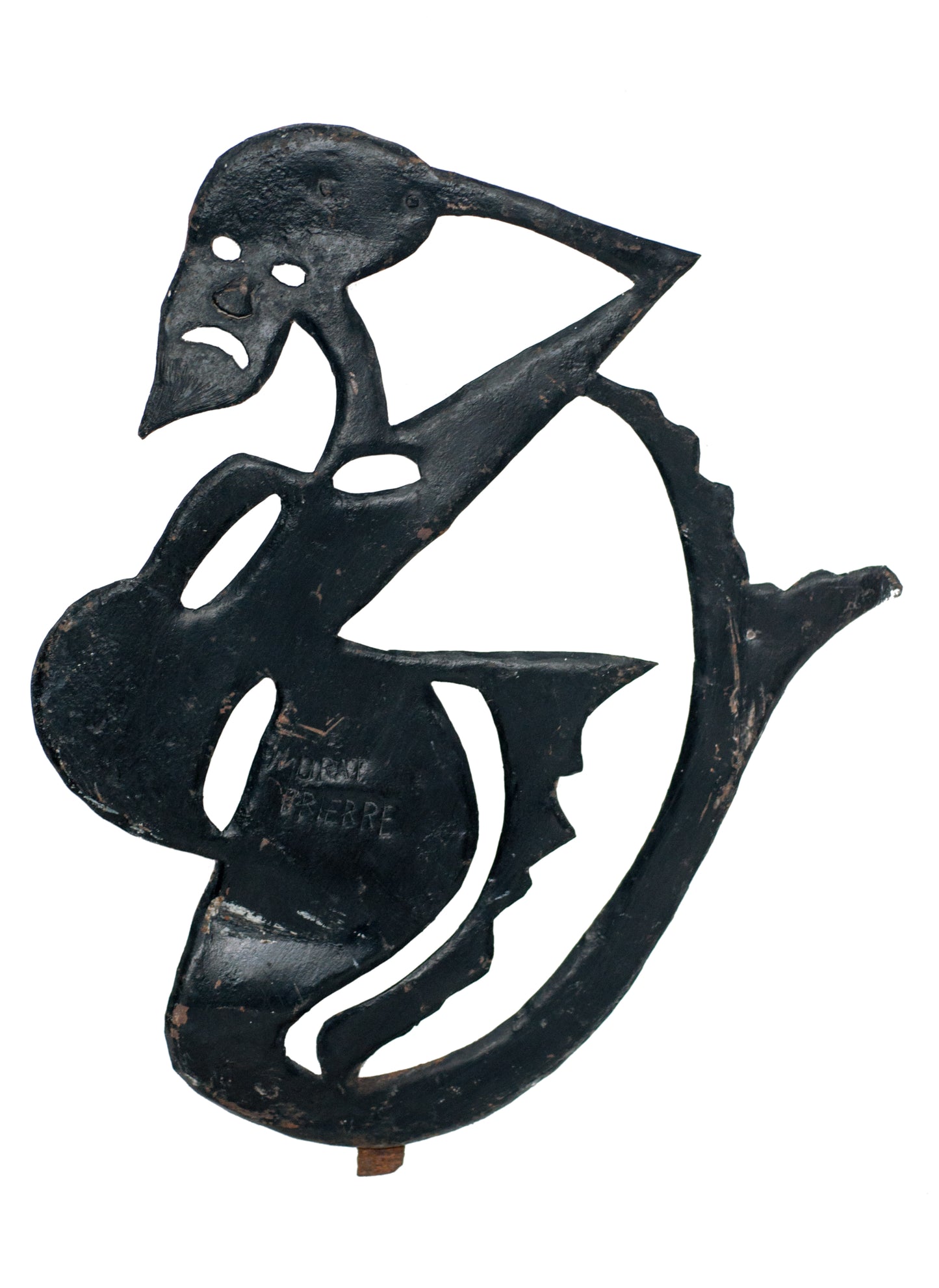 Murat Brierre (1938-1988) Sirène noire 50"x6" sur métal #2JN-HA