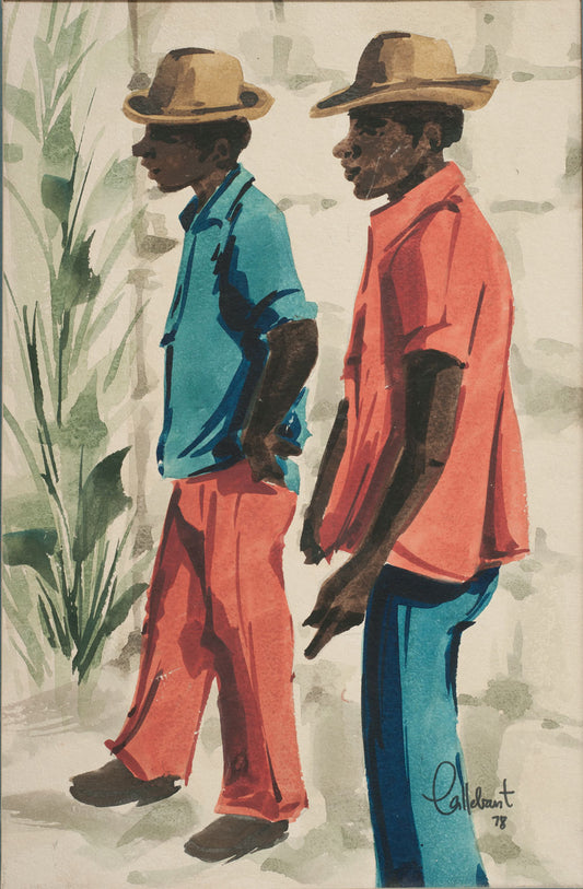 Raymond Callebaut 15"x10" Portrait of Two Men 1978 Lithograph On Paper #8-3-96GSN-Fondation Marie & Georges S. Nader
