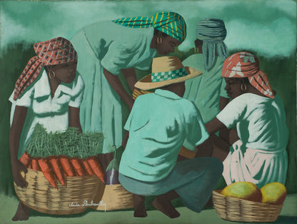 Claude Dambreville (1934-2021) 35 ½" x 47 ½" Street Market 1997 Acrylique sur toile - Fondation Marie &amp; Georges S. Nader #128-3-96GSN