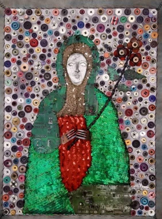 David Boyer 25"x19" Erzulie  Mixed Media on Canvas #3JH-HA