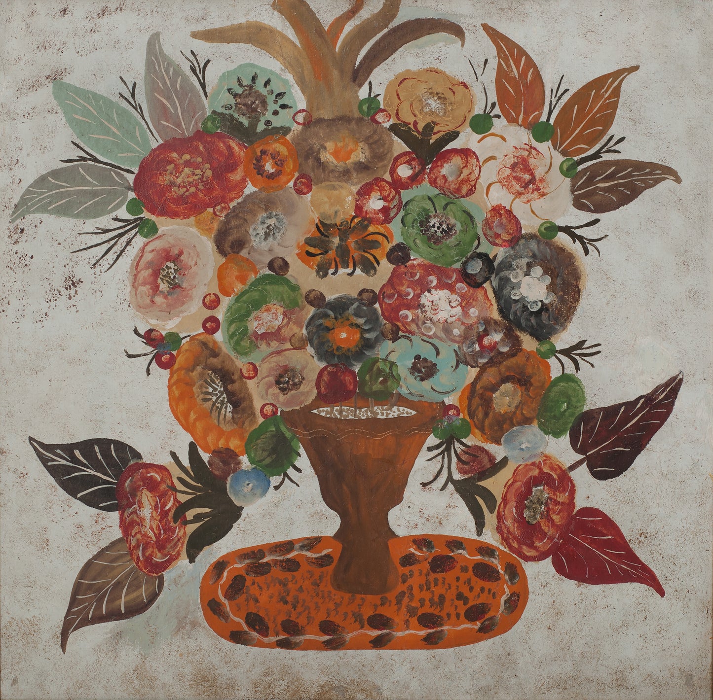 Hector Hyppolite (1894-1948) 19"x20" Vase of Flowers c1946 Oil on Carton#5-3-96GSN-Published- Fondation Marie & Georges S. Nader-SOLD