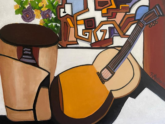 Rolande Magloire 30"x40" Los instrumentos musicales 2021 Óleo sobre lienzo #6RM