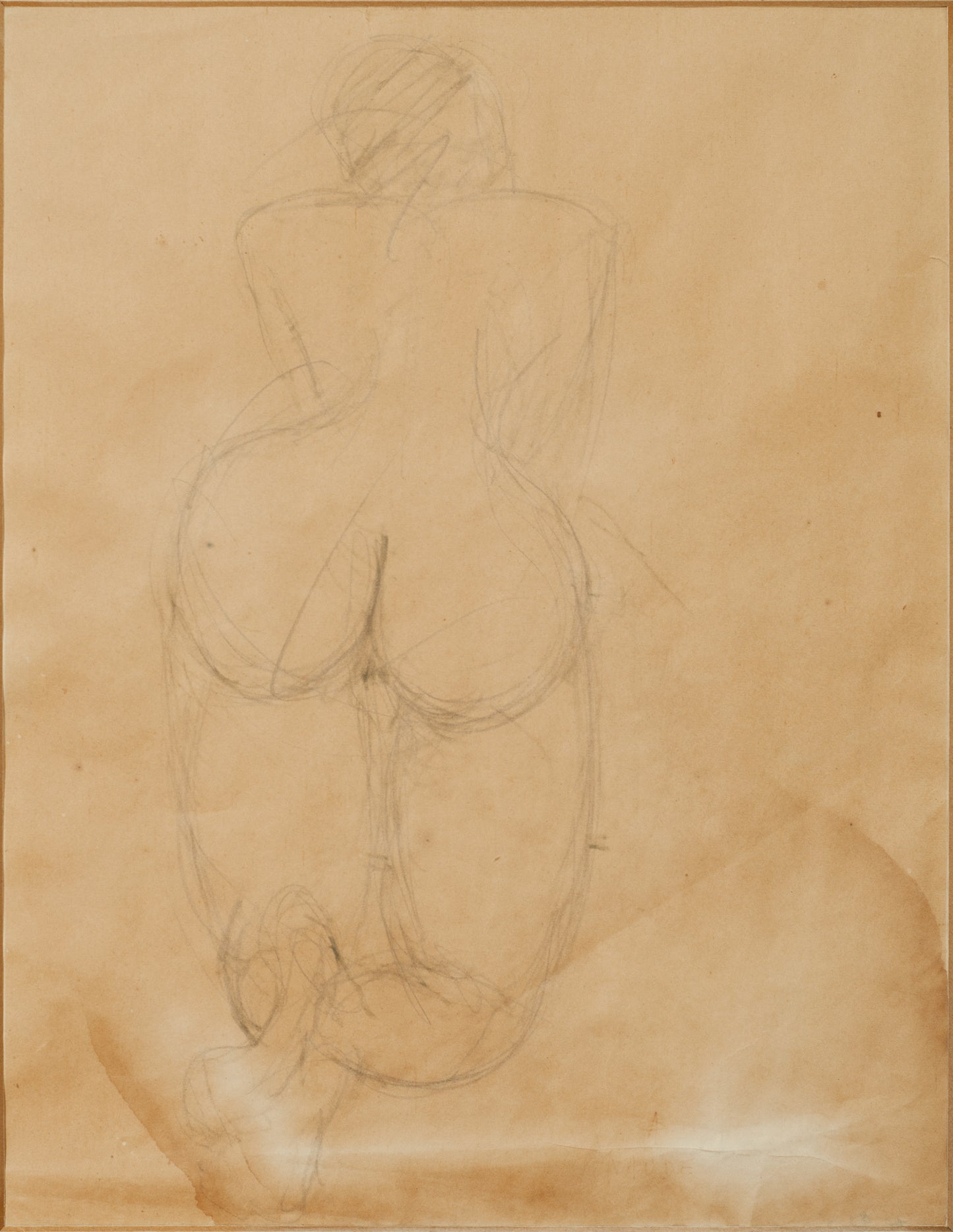 Andrée Naudé (1903-2003) 10.5"x8.25" Nude From The Back Drawing on Paper-#-1-3-96GSN-Collection Foundation Marie & Georges S. Nader