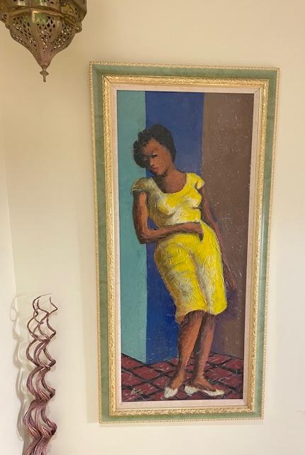 Néhémy Jean (1931-2007) 48"x20" Marie-Trottoir 1992 Oil on Canvas Framed Painting #1MFN