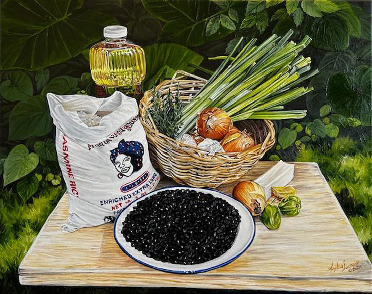 Sophia Lacroix 20"x16" Rice With Bean Sauce 2024 Oil on Canvas Painting #7SL