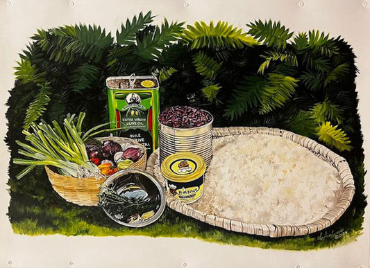 Sophia Lacroix 23"x36" Red Beans & Rice 2024 Oil on Paper Floated on Burlap Painting #9pSL
