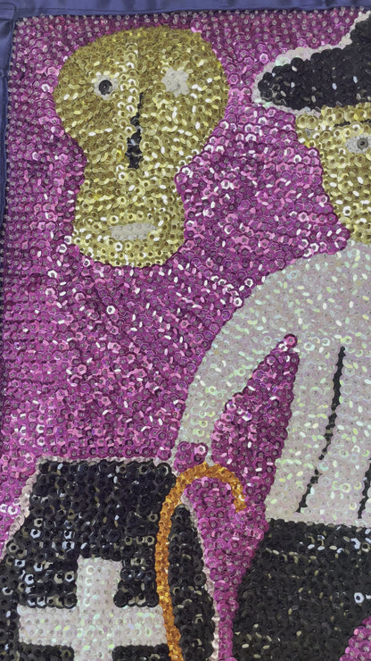 Maxon Scylla 27"x22" Baron Samedi 2017 Sequined and Beaded Voodoo Flag on Satin #13MFN