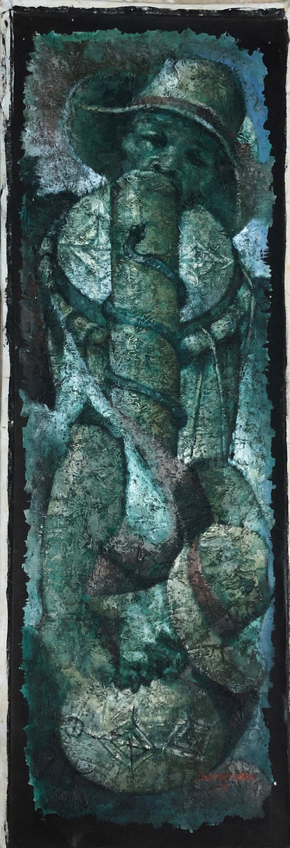 Lyonel Laurenceau (Haitian, b. 1942) "Rara" 1975 Acrylic on Canvas 44"h X 15"w #68-3-96GSN-NY