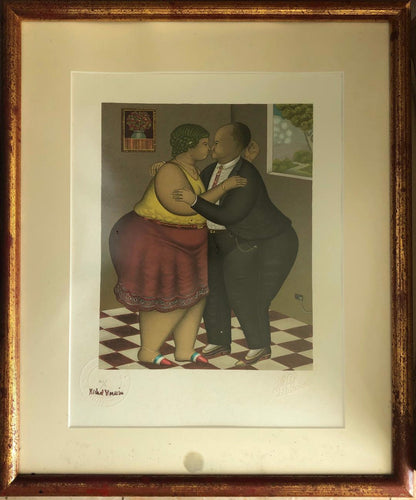 Saint-Louis Blaise (Haitian, 1956-1993) "Un Baiser Vole" Litho Limited Edition Drawing 13"h X 10"w #1GSN-NY