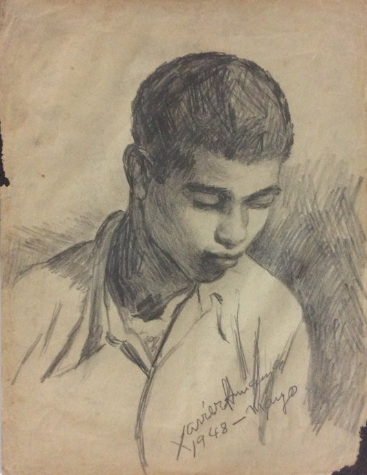 Xavier Amiama (1910-Haïti 1969) 11"x8.5" SANS TITRE 1948 Crayon Encre sur Papier Dessin #16MFN