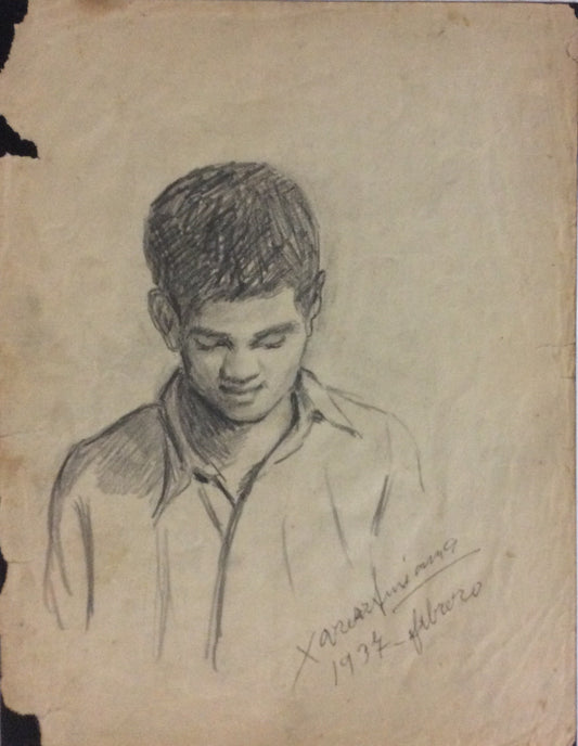 Xavier Amiama (1910-Haïti 1969) 11"x8.5" SANS TITRE 1937 Crayon Encre sur Papier Dessin #27MFN