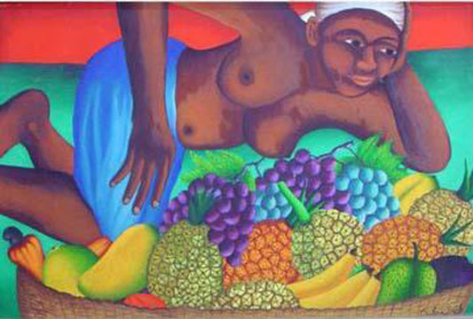 Castera Bazile (1923-1966) 19"x20" Vendedor de frutas #2-3-96GSN-HA