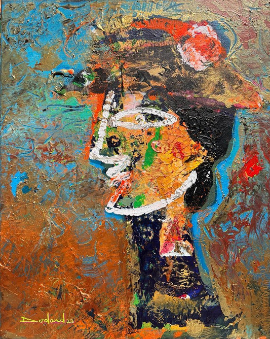 Philippe Dodard 20"x16" LA FEMME AU CHAPEAU 2023 Acrylic on Canvas Painting #26JN-HA