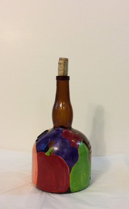 Hand-Painted Bottle by Haitian Artist Rose-Marie Lebrun 11"x8"x4.5" Still Life #7MFN