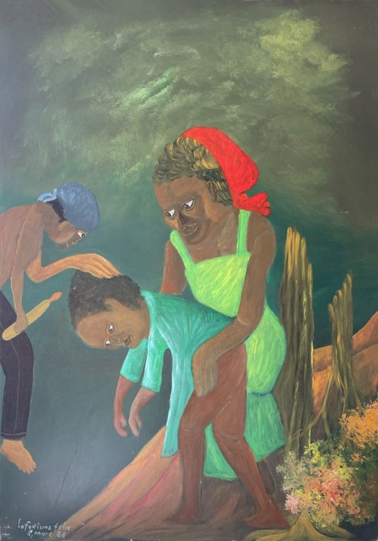 Lafortune Felix (Haitian, 1933-2016) 32"x22.50" A OU GAN 1988 Oil on Masonite Painting-Unframed #3NP