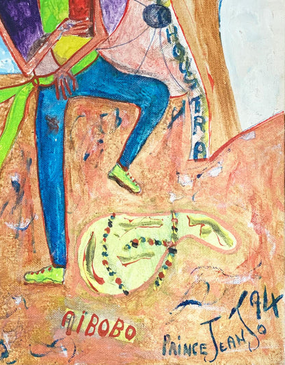 Prince Jean Jo (Haitian, 1948-1996) 16"x12" Ainsi Parla Zarathoustra 1994 Acrylic On Panel #1MFN