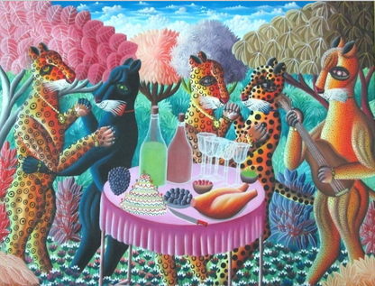 Fritz Merise 24"x30" The Feast c1990 Acrylic on Canvas #J30-HA