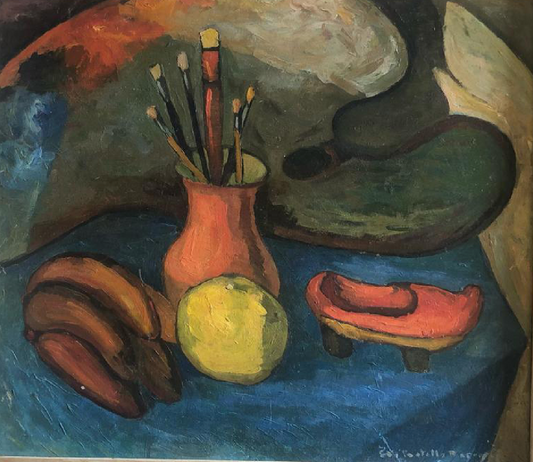 Angel Botello (1913-1986) Huile nature morte 21"x23" sur Masonite #3-3-96GSN-NY