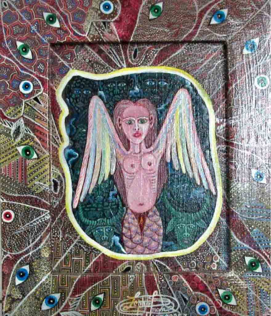 Frantz Zephrin 11 1/2" x 13 1/2” Flying Spirits Oil on Board with Painted Borders #J60-HA