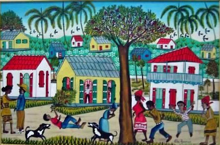 Charles Anatole (1922-1979) 24"x36" "A la Campagne" 1978 Óleo sobre tabla #12-2-95MIA