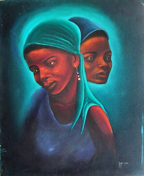 Jacques, J 24"x20" Portrait of  Two Women Oil on Canvas#1-2-95MFN